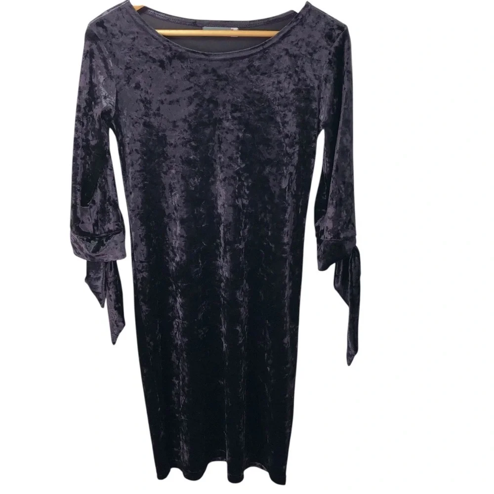 Vtg 90's Y2K Whimsigoth Fairycore Plum Purple Sz S Crushed Velvet Dress Party